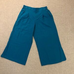 Jules & Leopold Wide Leg Pleated Linen Blend Pants size large teal turquoise